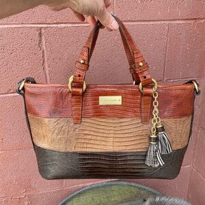 Brahmin 3 Tone Leather Reptile Shoulder Bag